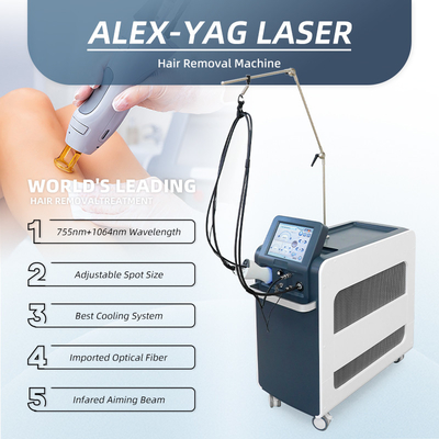 Dọc 755nm Alex Laser sợi quang loại bỏ lông Long Pulse Nd Yag Laser loại bỏ lông 1064nm